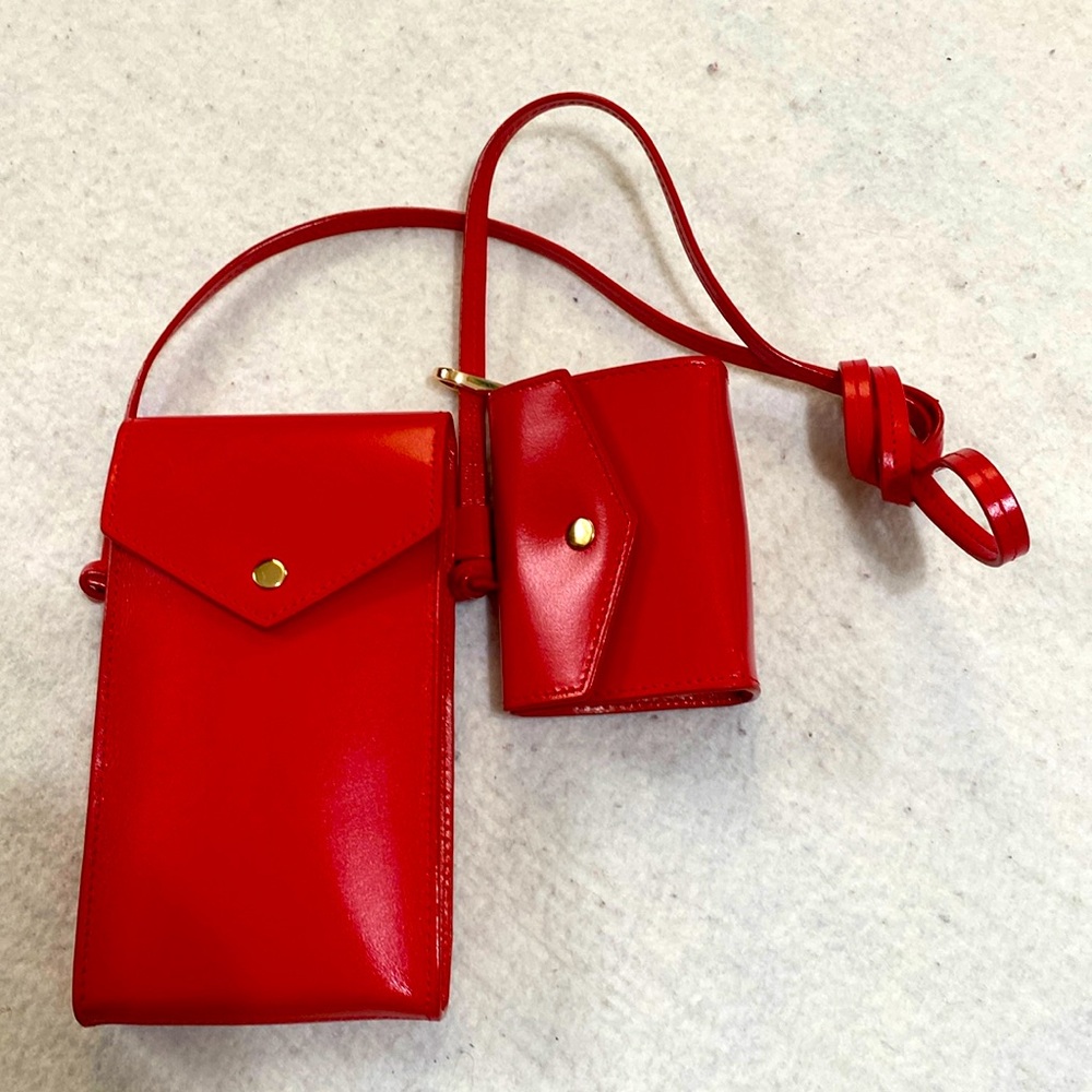 J.Crew Gracie Leather Crossbody Phone Bag in Red